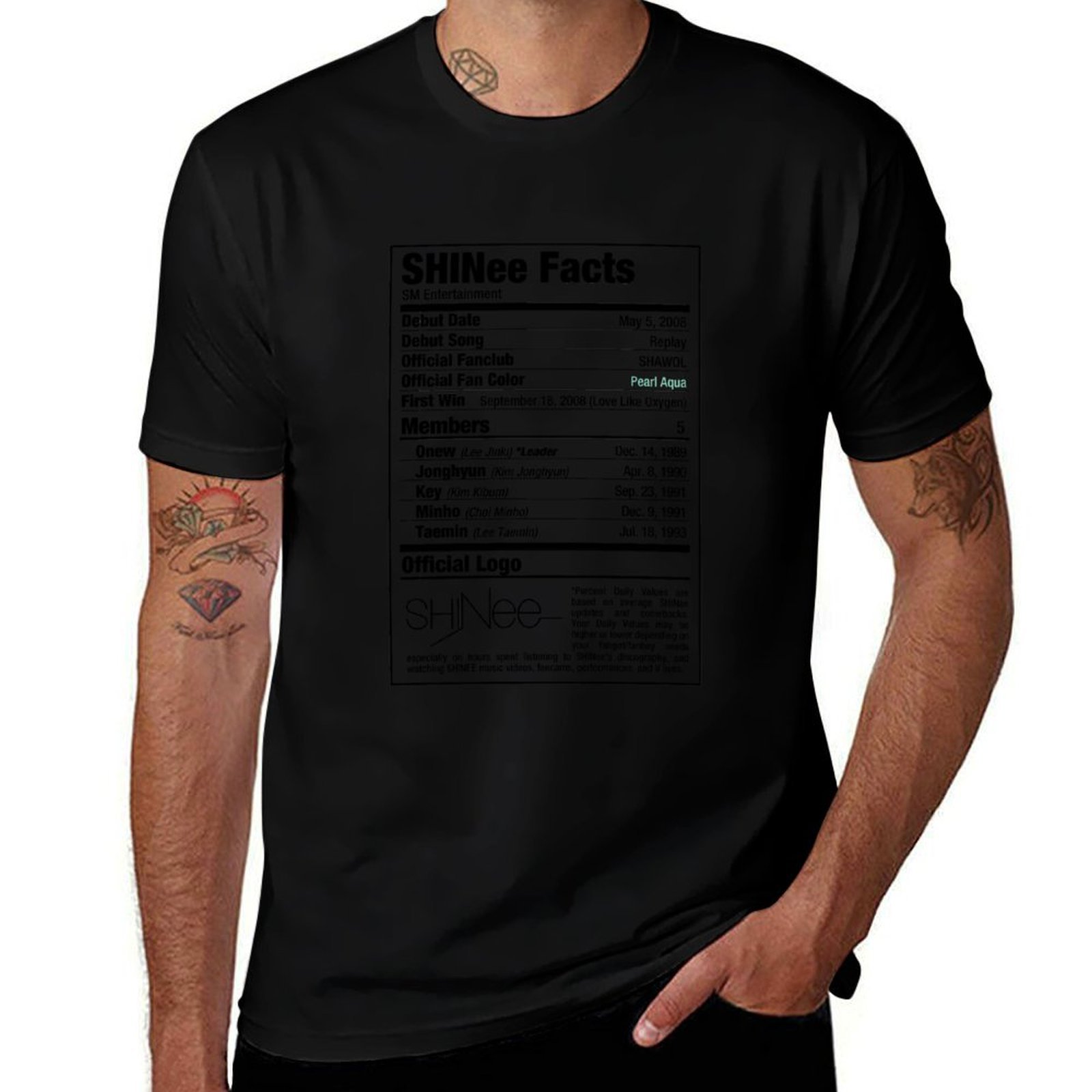 Nutrition For Fitness Training - تي شيرت SHINee Kpop Nutritional Facts