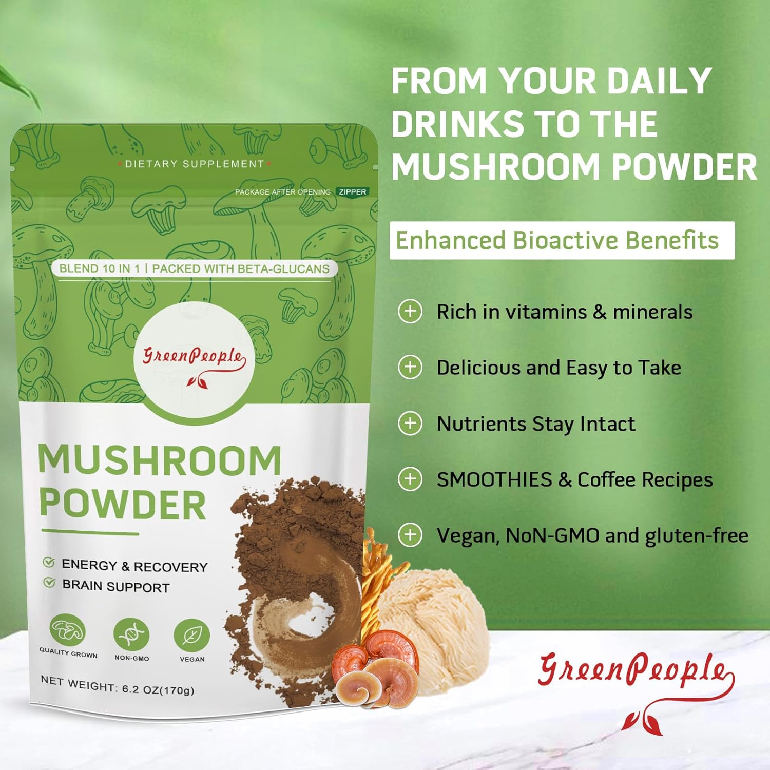 مسحوق مكمل غذائي من الفطر متعد - مراجعة Lion Mane Mushroom وسعره